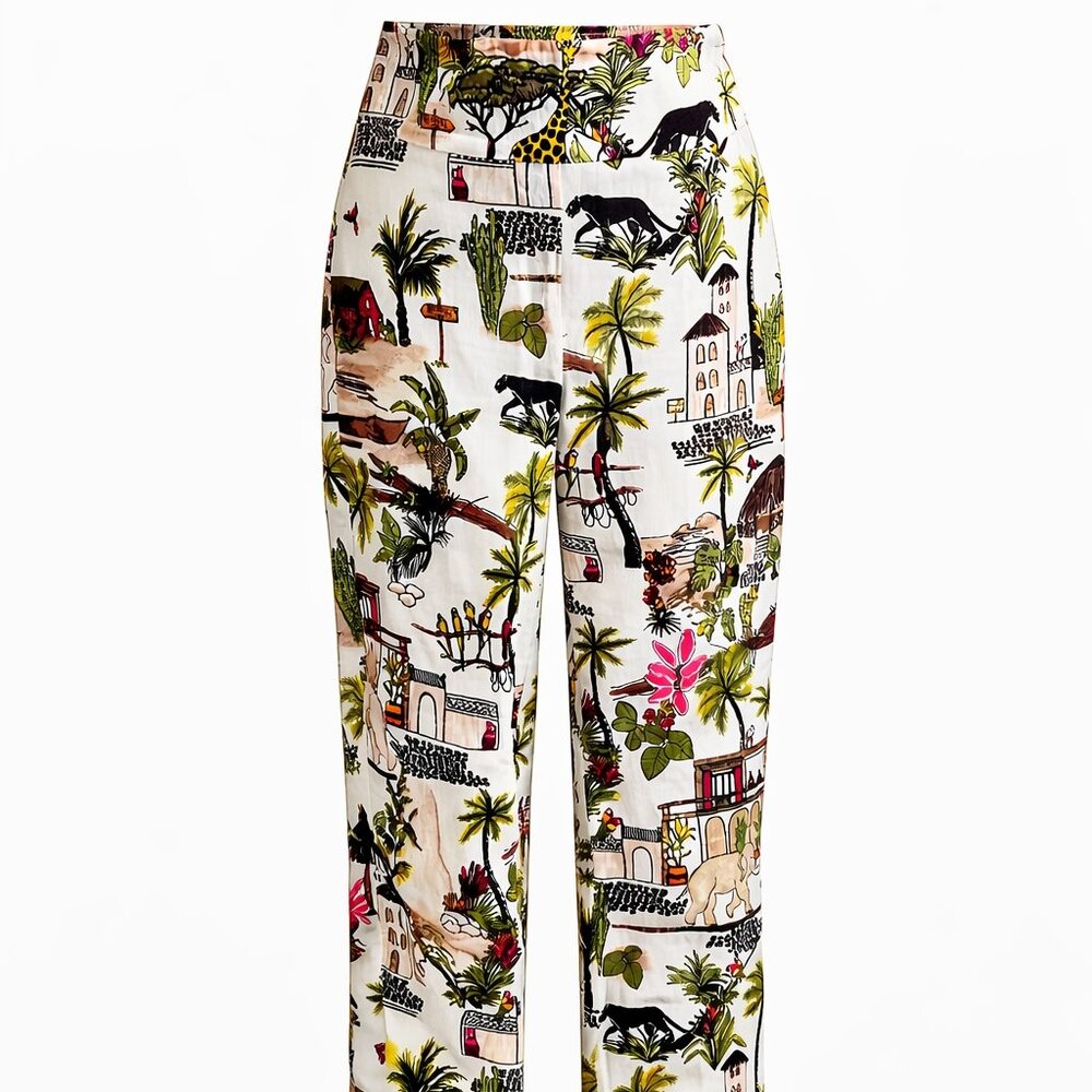 Women's Cigar Pants, Tropical Print, Size 6